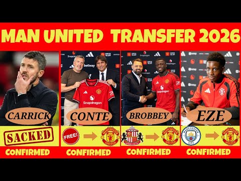 Video ALL MAN UNITED CONFIRMED TRANSFERS & TARGET 2026 | Conte to Utd, Carrick Sacked, Eze, Brobbey