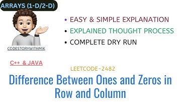 Difference Between Ones and Zeros in Row and Column | Intuition | Leetcode-2482