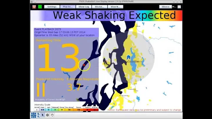 ShakeAlert: Earthquake Early Warning Playback of M4 Seabeck Earthquake on Sep 17, 2014