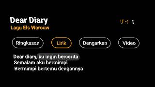 Mentahan Cpp Lirik Lagu Dear Diary Story Wa 30 Detik