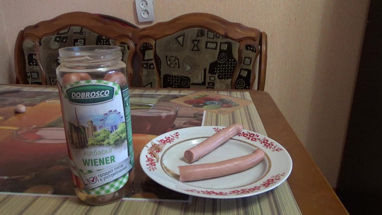 пробую колбаски вайнер венские,мясные фаршевые консервы,ооо добрино,консервы с вальберис