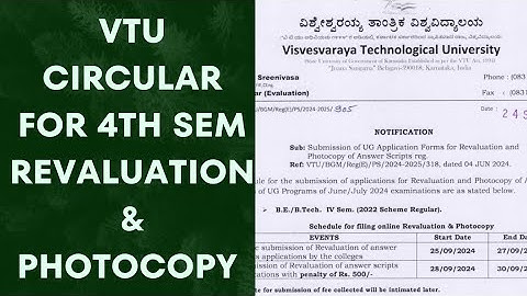 VTU CIRCULAR FOR REVALUATION AND PHOTOCOPY FOR 4TH SEM 2022 SCHEME STUDENTS