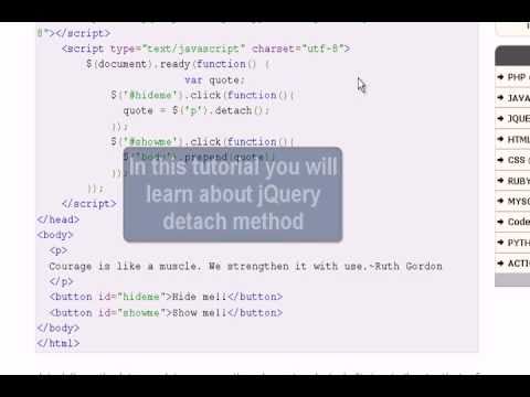 JQUERY Tutorial : jQuery detach method