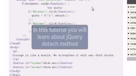 JQUERY Tutorial : jQuery detach method