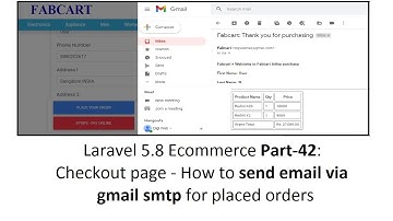 Laravel 5.8 Ecommerce Part-42: Checkout page - How to send email via gmail smtp for placed orders