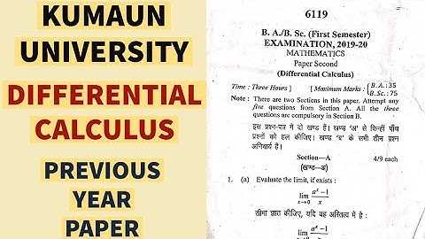 Kumaun University | Differential Calculus Previous year paper | Bsc 1st Year Maths