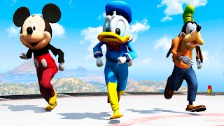 GTA 5 Mickey Mouse vs Donald Duck vs Goofy Water Ragdolls Jumps\/Fails (Funny Moments)