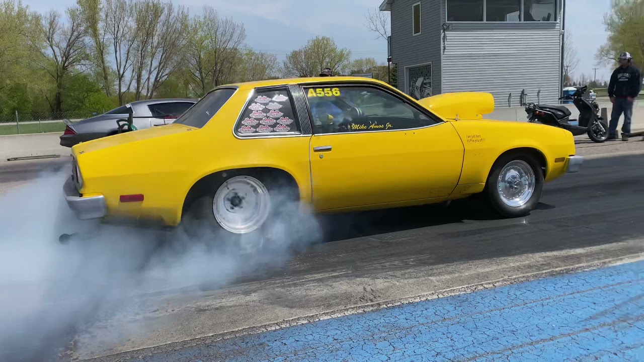 Camaro vs Monza 1/8th Mile Drag Race at Grove Creek Raceway Litchfield, Minnesota