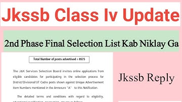 Jkssb Class Iv 2nd Phase Final Selection List | Class Iv Final List Kab Niklay Ga | Jkssb Class Iv