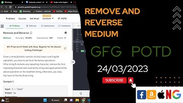 Remove and Reverse || Medium|| interesting problem  @gfg @CodeThurst @leetcode @gfgpractices