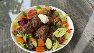 Dinner under $5 Mediterranean Meatball Salad recipe