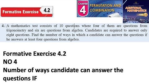 Permutation and combination formative exercise 4.2 Q4 latihan formatif 4.2 form 5 kssm textbook