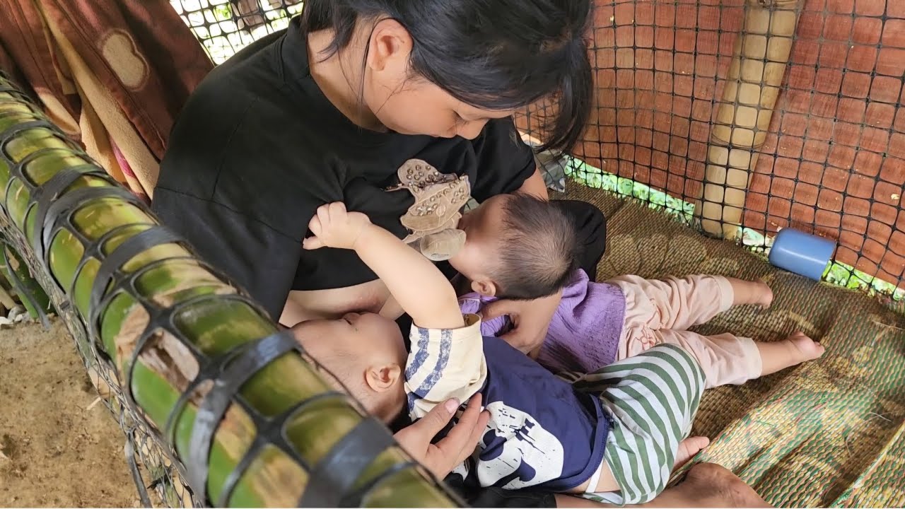 The single mother went to pick bamboo shoots to make pickled bamboo shoots with chili peppers.