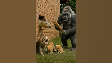 Rescue 🦍🐕Gorilla strikes python, saves newborn kitten 信じられない救助！#shorts #gorilla #cat #funny #야생 #고릴라