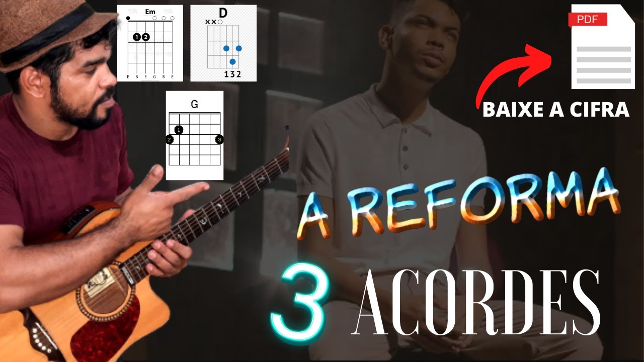 COMO TOCAR A REFORMA -  JESSÉ AGUIAR  3 ACORDES  Em G D (SEM PESTANA  INICIANTE)  aula violão