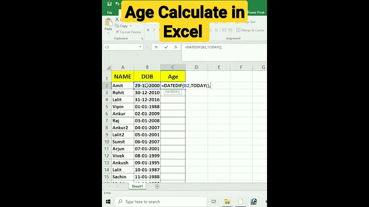 Excel Master Tricks Forumals age Calculate #shorts #youtubeshorts #viral #short