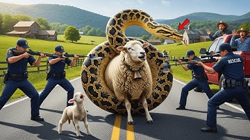Brave Heroes Save Innocent Mother Sheep from Giant Python