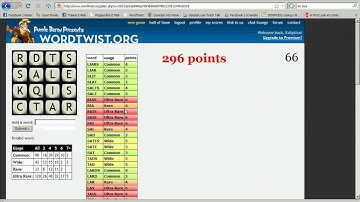 WordTwist.org Boggle Demo; 530 Points