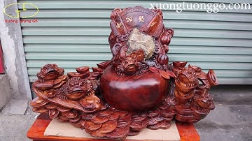 TƯỢNG GỖ ĐẸP-NGŨ CÓC CHẤN CHUM TIỀN GỖ HƯƠNG TA-XƯỞNG TƯỢNG GỖ-ZALO:0355678885-0868688137