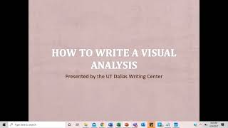 How to Write a Visual Analysis