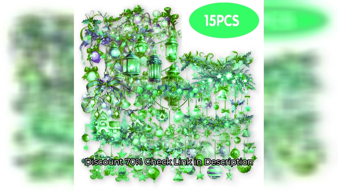 Etori Life 15Pcs Vintage Christmas Lights Pattern Decorative Stickers DIY Christmas Tree, Hats, Gift