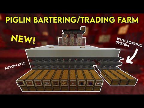Simple Piglin Bartering/Trading Farm with Sorting System in Minecraft 1