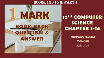 12TH COMPUTER SCIENCE ONE MARK QUESTION AND ANSWER | REDUCED SYLLABUS | PART 1 REVISION