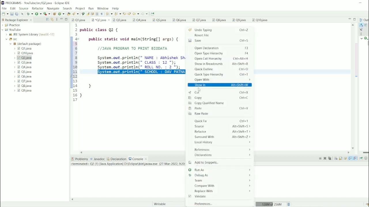 || 2 || Write a program to print your Biodata | Print biodata | Program ...
