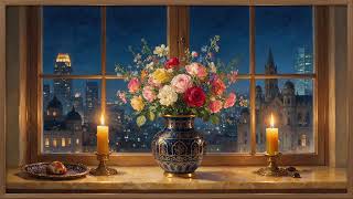 Soft Candlelight| Fresh bloom| Quite Night skyline that steals the evening | Digital TV frame art screenshot 5