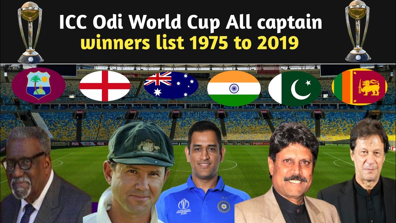 ICC Odi World Cup All captain winners list 1975 to 2019 - YouTube