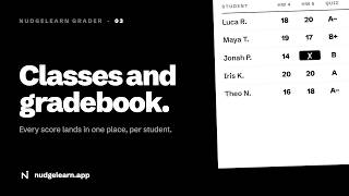Classes and the Gradebook | NudgeLearn Grader