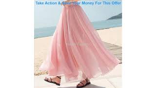 Yanan 2020 Women Bohemian Chiffon Long Skirts Solid Beach Skirts Elegant Boho Skirts Women Maxi Sk