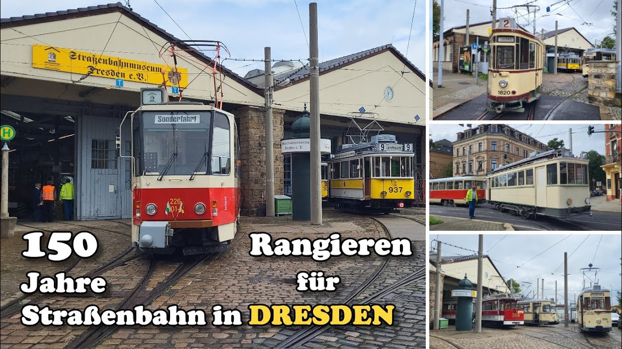 Straßenbahnmuseum Dresden - Rangieren für 150 Jahre Straßenbahnen in Dresden