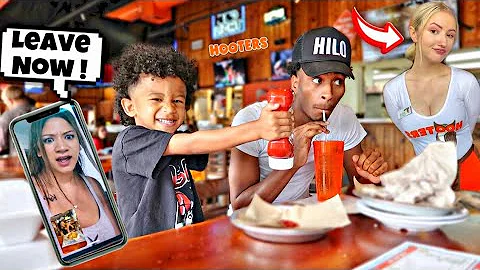 FaceTiming My Wife While Eating At HOOTERS With Our Son...
