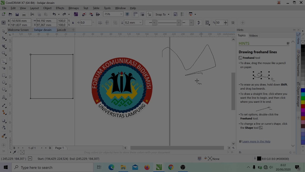 PELATIHAN DESAIN  TUTORIAL  PENGENALAN TOOLS COREL DRAW  X7 