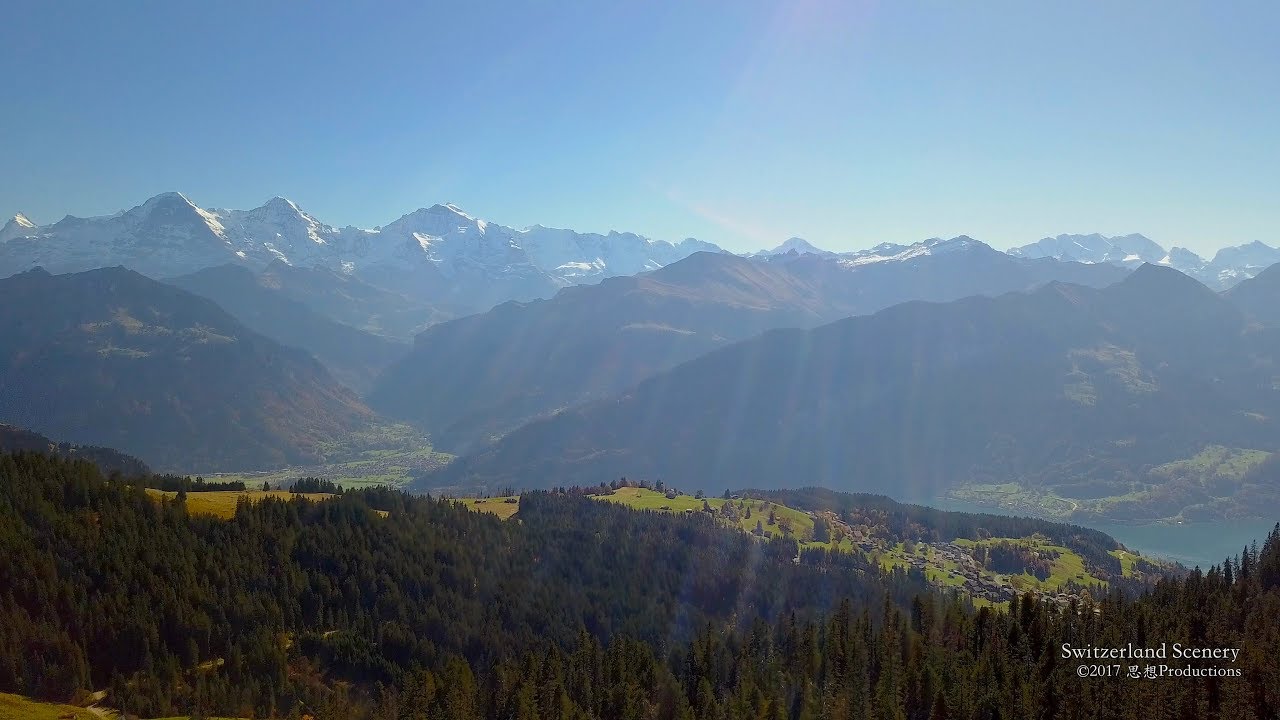 4K Beatenberg Berner Oberland SWITZERLAND アルプス山脈 aerialview