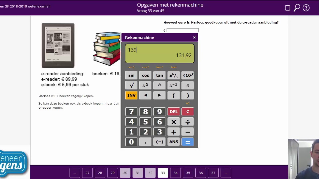 Examentraining Rekenen 3F: Examen 18/19 deel 5 (30 - 35) - YouTube