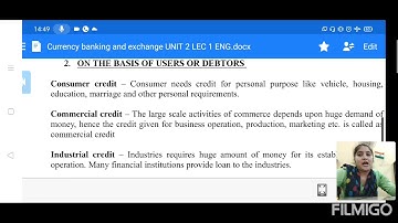 B.COM SEM 1 CURRENCY BANKING AND EXCHANGE UNIT 2 LECTURE 1 INTRODUCTION OF CREDIT 11/05/2021