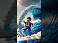 PANIC! GIANT LEGO Wave Swept My Minifigure Away! 🌊 #lego #giant #panic #danger #destruction