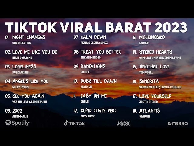 Lagu Barat Tiktok Viral 2023 - Lagu Barat Terbaik 2023 (Hits Spotify, Joox, Resso 2023) class=