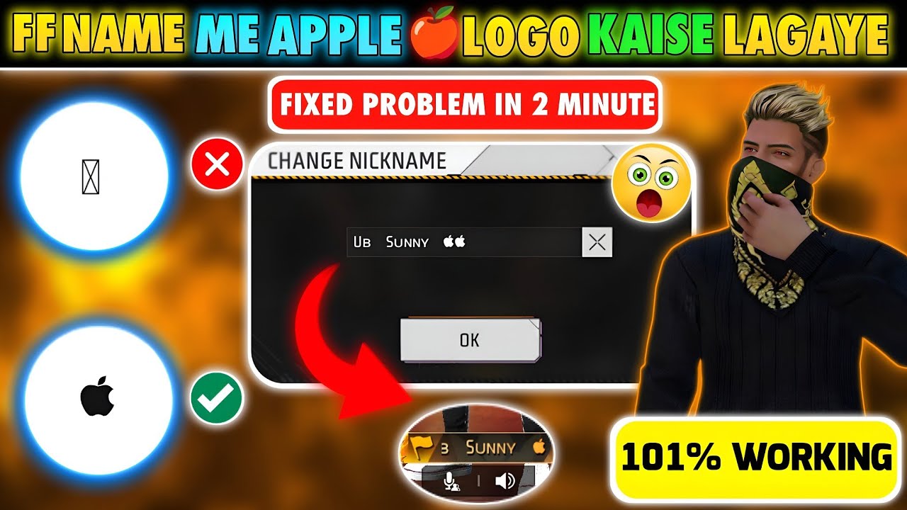 Free Fire Nickname Me Apple 🍎 Logo Kaise Lagaye? || Apple Symbol Copy ...