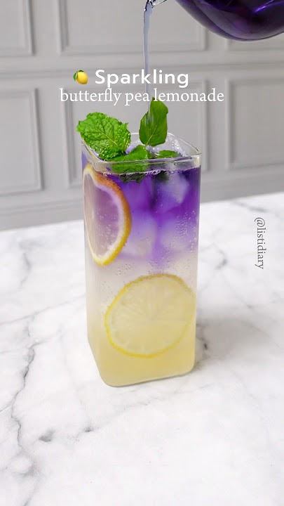 SPARKLING BUTTERFLY PEA LEMONADE 💙💜 #homecafe #butterflypea #lemonade