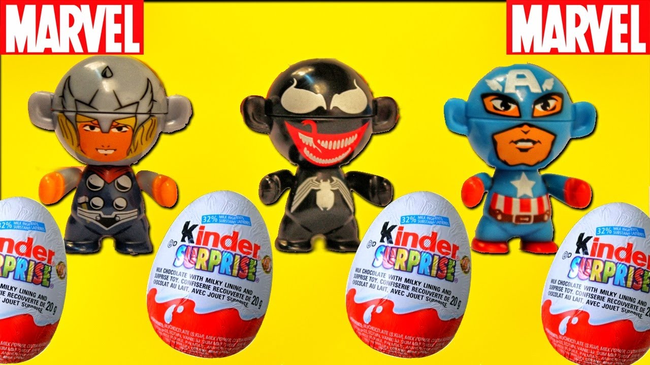6 SURPRISE EGGS !!! MARVEL COMICS SPIDER MAN CAPTAIN AMERICA THOR