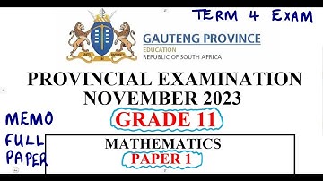 Mathematics Grade 11 November 2023 Paper 1 Memo Full Paper Term 4 Exam @mathszoneafricanmotives