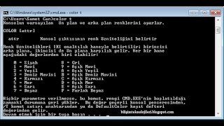 cmd yazı rengi deiştirme ve arka plan rengi deiştirme