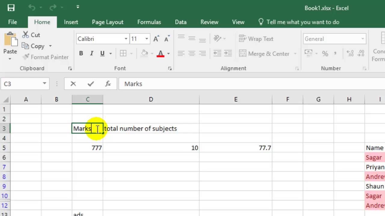 How to go to next line in cell in Microsoft excel YouTube