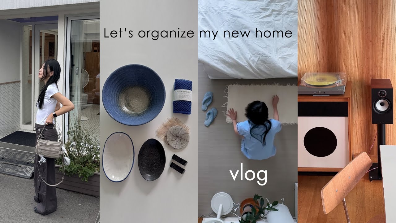 홈데코 vlog🏠 이구홈과 오늘의집 vip가 되. 구축아파트 침실&거실 셀프인테리어. new조명. 종이조명 달기. 식기류 언박싱🥣