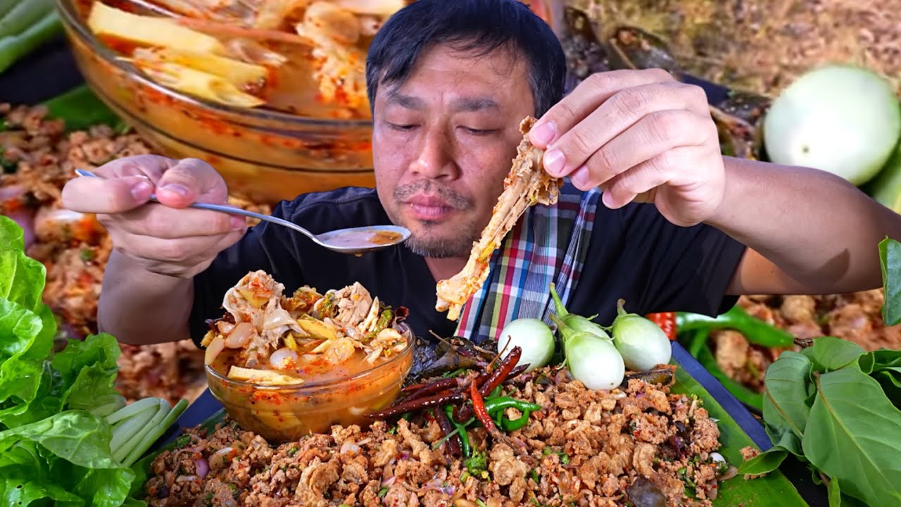 Cooking & Eating Delicious Duck Soup and Spicy Duck Salad 🦆🍲 