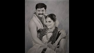 Couple Pencil Sketch Time Lapse Video-Wedding Couple Drawing-Fabus Frames
