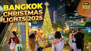 4K HDR | Christmas in Downtown Bangkok | Stunning Night Walk Through the City